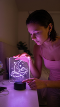 Load image into Gallery viewer, Custom LED Acrylic Sign with RGB Light Base, Engraved Acrylic Display, 16 Color LED Night Light Cocktail Menu, Bar Sign, Logo Display
