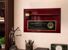 Load image into Gallery viewer, Piano Finish Gavel Plaque with Black Laser Brass Plate
