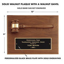 Load image into Gallery viewer, Piano Finish Gavel Plaque with Black Laser Brass Plate
