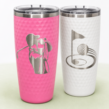 Load image into Gallery viewer, 20 oz. Golf Tumbler with Dimples and Clear Slider Lid, Polar Camel, Custom. Personalized Engraving Gifts shipped from USA.
