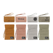 Load image into Gallery viewer, Personalized Wristlet Wallet, Engraved RFID Leatherette Wallet, Custom Women’s Wallet with Strap, Creekside Collection Gift
