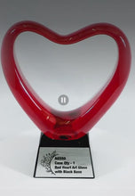 Load and play video in Gallery viewer, 6 1/2" Red Heart Art Glass with Black Base, Personalized Engraving Gifts shipped from USA.
