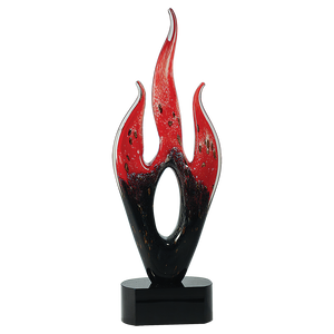16" Red and Black Flame Art Glass