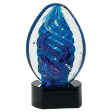 Load image into Gallery viewer, 6&quot; Blue Oval Swirl Art Glass
