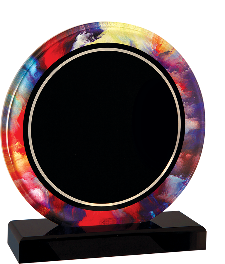 Custom Watercolor Round Acrylic with Black Base