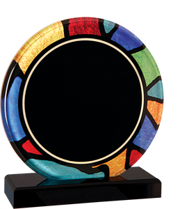 Custom Stained Glass Round Acrylic with Black Base