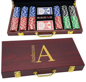 Custom Rosewood Finish 300 Chip Poker Set