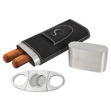 Load image into Gallery viewer, Custom Leatherette Cigar Case with Cutter
