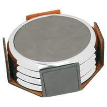 Load image into Gallery viewer, Custom Laserable Leatherette Round 4-Coasters Set
