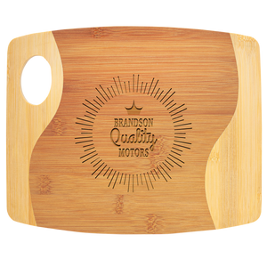 Bamboo Two Tone Cutting Board with Handle