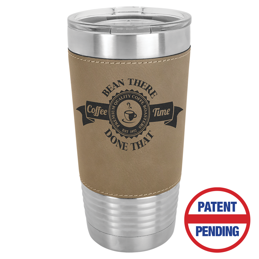 20 oz Leatherette Tumbler – Polar Camel laser-engraved