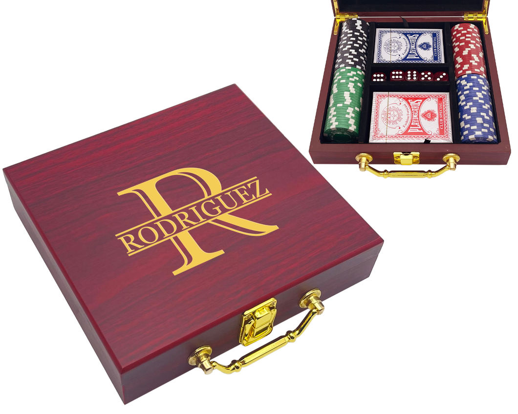 Rosewood Finish 100 Chip Poker Set