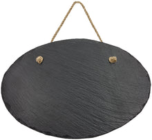 Load image into Gallery viewer, Custom Oval Slate Decor with Hanger String
