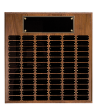 Load image into Gallery viewer, Walnut Completed Perpetual Plaque-72 Name Plates. Personalized Engraving Plaque shipped from USA.
