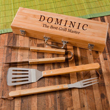 Load image into Gallery viewer, Custom 3-Piece BBQ Set in Bamboo Case
