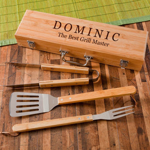 Custom 3-Piece BBQ Set in Bamboo Case